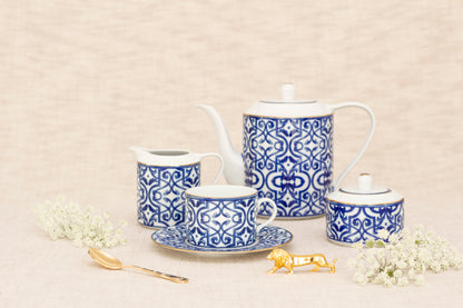 Blue Legacy 11-Piece Porcelain Tea Service Set - Premium Gift Set for 4