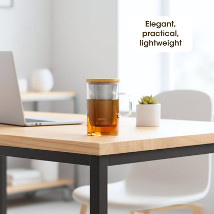 Ukiyo Wood Premium Glass Tea Infuser - Bamboo Lid & Stainless Steel Filter