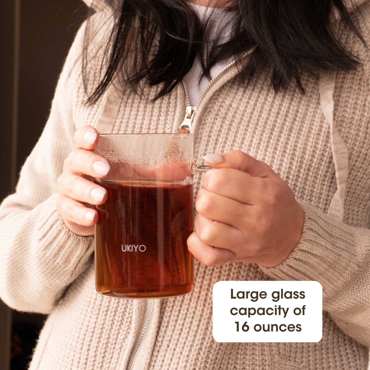 Ukiyo Wood Premium Glass Tea Infuser - Bamboo Lid & Stainless Steel Filter