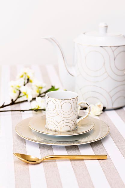 Infinity Porcelain Tea Pot - Minimalist Gold Circle Luxury Teapot (1.3L)