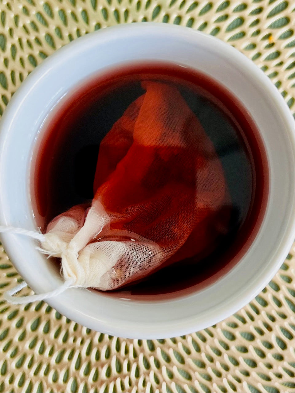 Blueberry Bliss herbal tea steeping - showing rich purple color