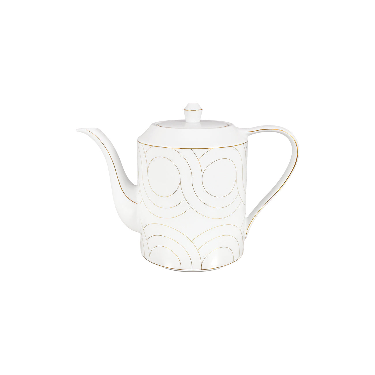 Infinity Porcelain Tea Pot - Minimalist Gold Circle Luxury Teapot (1.3L)