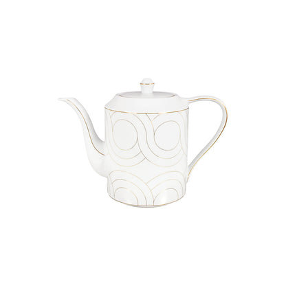 Infinity Porcelain Tea Pot - Minimalist Gold Circle Luxury Teapot (1.3L)