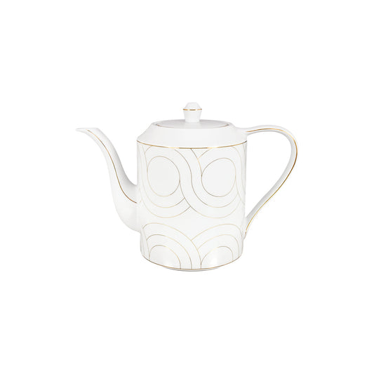 Infinity Porcelain Tea Pot - Minimalist Gold Circle Luxury Teapot (1.3L)